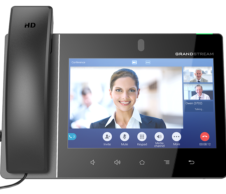 Grandstream video desk phon with touchscreen and camera for business communication